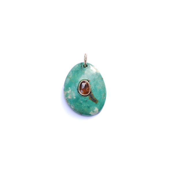 CHARM TURQUOISE sertie Tourmaline ambrée