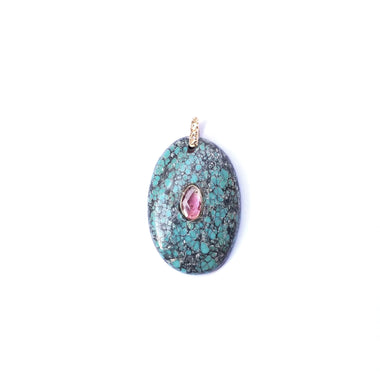 CHARM TURQUOISE sertie Tourmaline