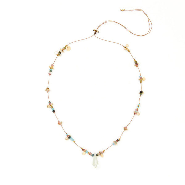 RAINBOW Briolette Collier Tourmalines, Améthyste verte