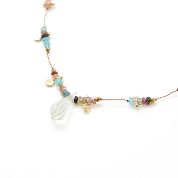 RAINBOW Briolette Collier Tourmalines, Améthyste verte