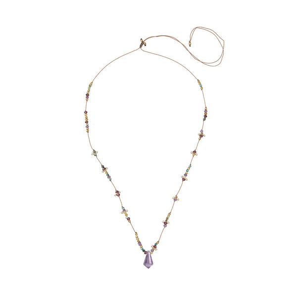 RAINBOW Briolette Collier améthyste