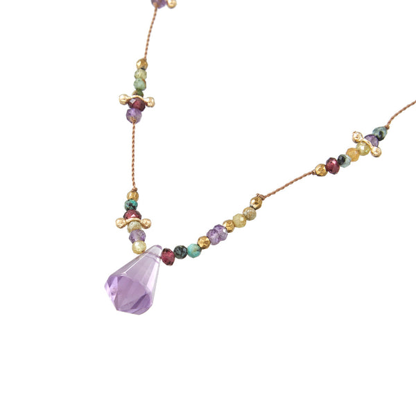 RAINBOW Briolette Collier améthyste