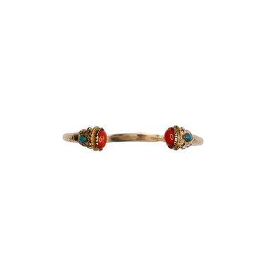 RAJAH Bangle Bracelet, Coral & Turquoise, 24k Gold-Plated