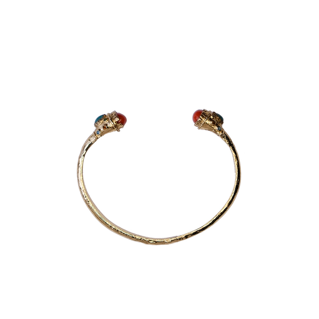 RAJAH Bangle Bracelet, Coral & Turquoise, 24k Gold-Plated