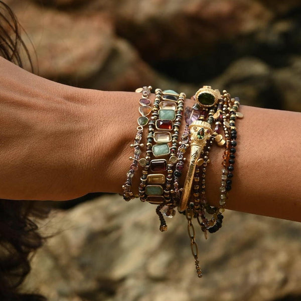 RAJAH Bracelet jonc Turquoise - plaqué or 24 cts