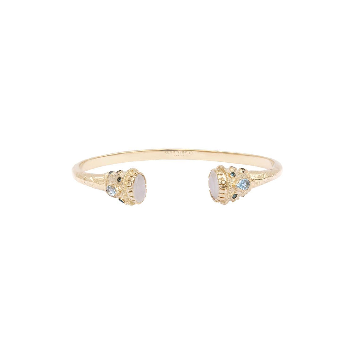 RAJAH Moonstone Bangle Bracelet – 24k Gold-Plated