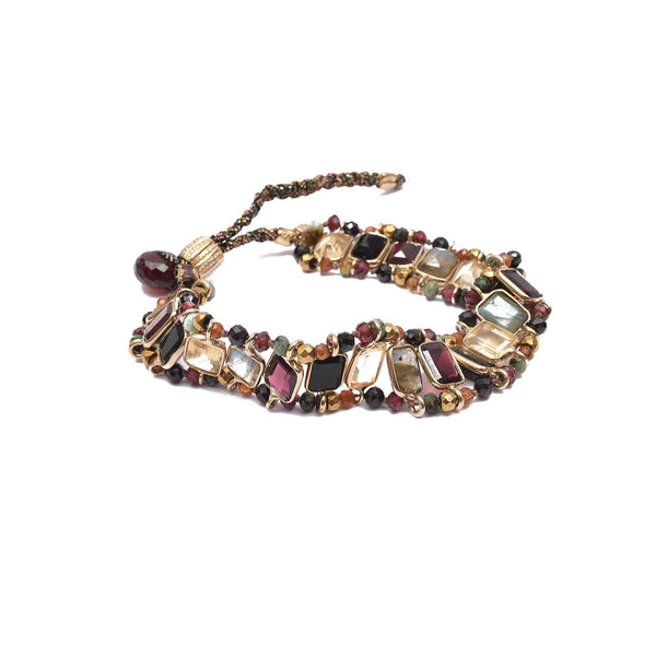 SALINA Bracelet Multi-pierres Argent 925 plaqué or Grenat