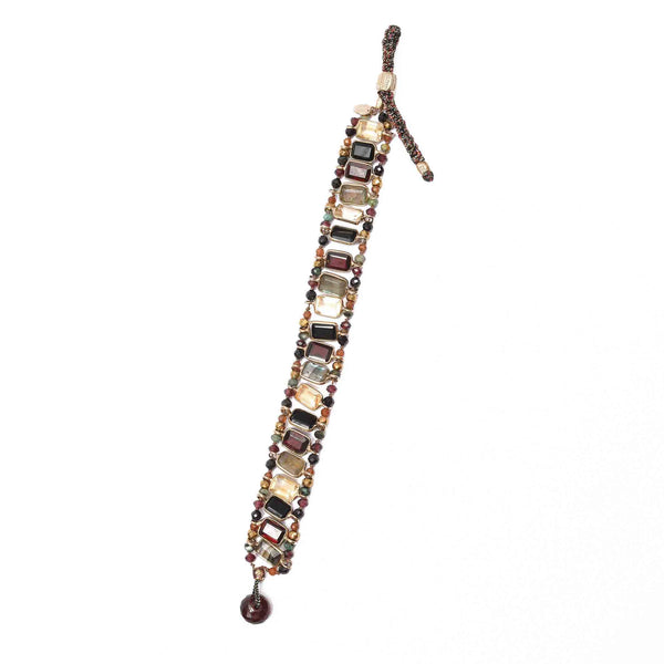 SALINA Bracelet Multi-pierres Argent 925 plaqué or Grenat