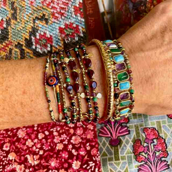 SALINA Bracelet Multi-pierres Argent 925 plaqué or