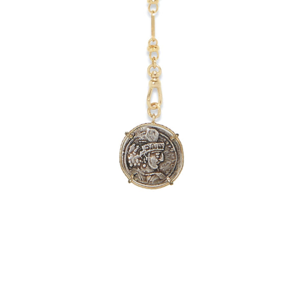 SANSA Collier Médaille bicolore Argent & doré, chaîne esprit vintage, doré 24 cts