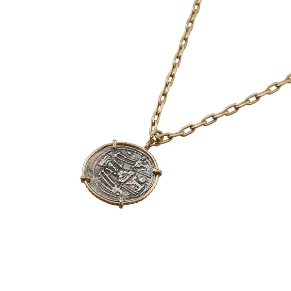 PERSEE Collier Médaille bicolore Argent & doré, chaîne facettée, doré 24 cts