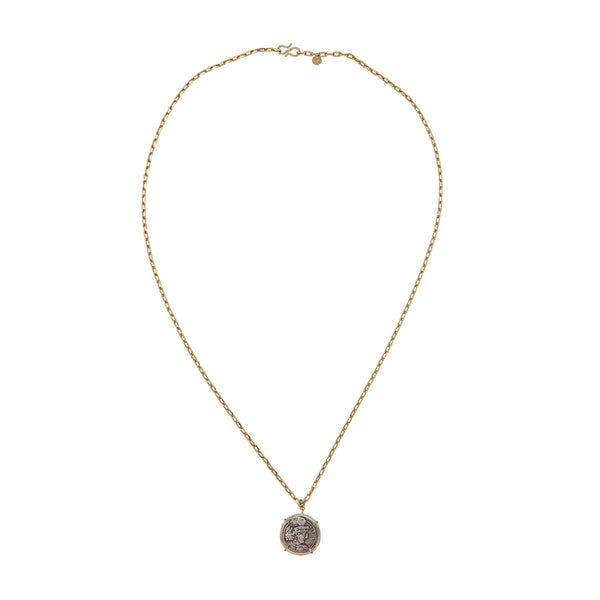 PERSEE Collier Médaille bicolore Argent & doré, chaîne facettée, doré 24 cts