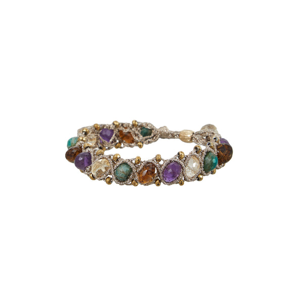 SATYA Bracelet Amazonite, Améthyste, Citrine, Beer Quartz