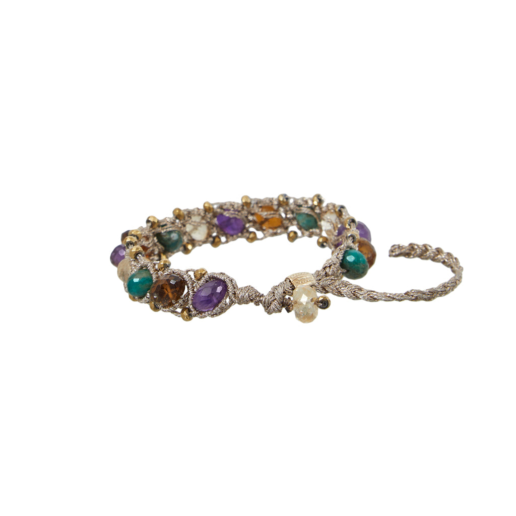 SATYA Bracelet Amazonite, Améthyste, Citrine, Beer Quartz