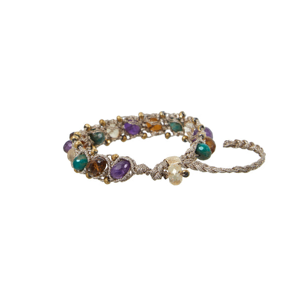 SATYA Bracelet Amazonite, Améthyste, Citrine, Beer Quartz