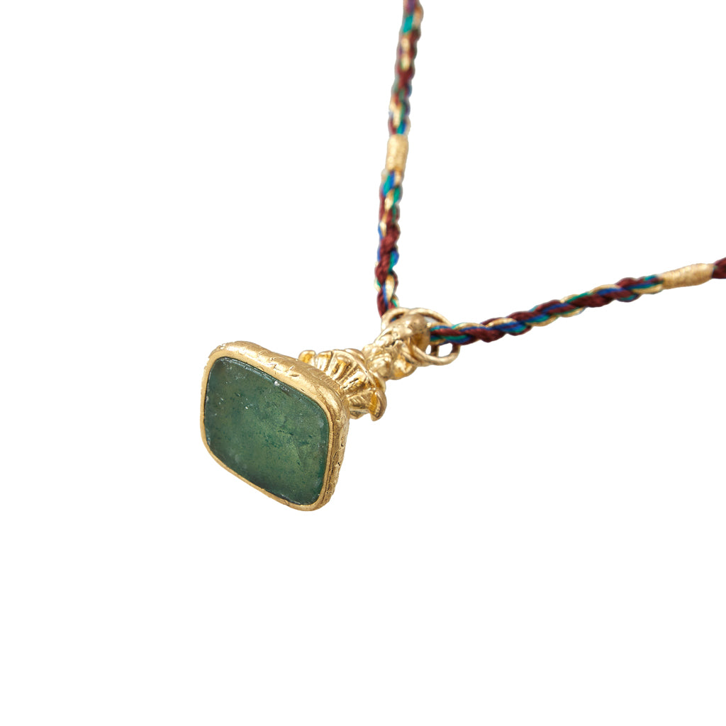 HYPNOTIC Collier Sceau XL sur cordon de soie, Jaspe vert