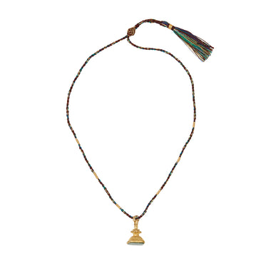HYPNOTIC Collier Sceau XL sur cordon de soie, Jaspe vert