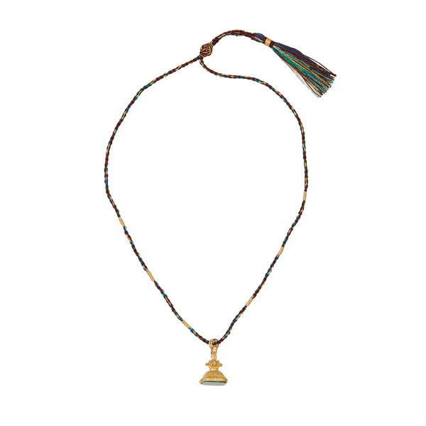 HYPNOTIC Collier Sceau XL sur cordon de soie, Jaspe vert