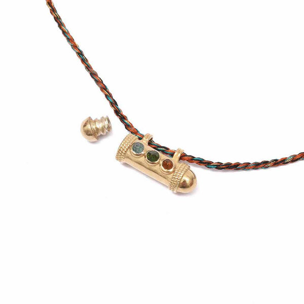 SECRET Collier Cordon Amulette Tourmalines