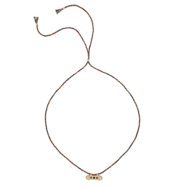 SECRET Collier Amulette Tourmalines - Cordon Rouge, Noir et Or