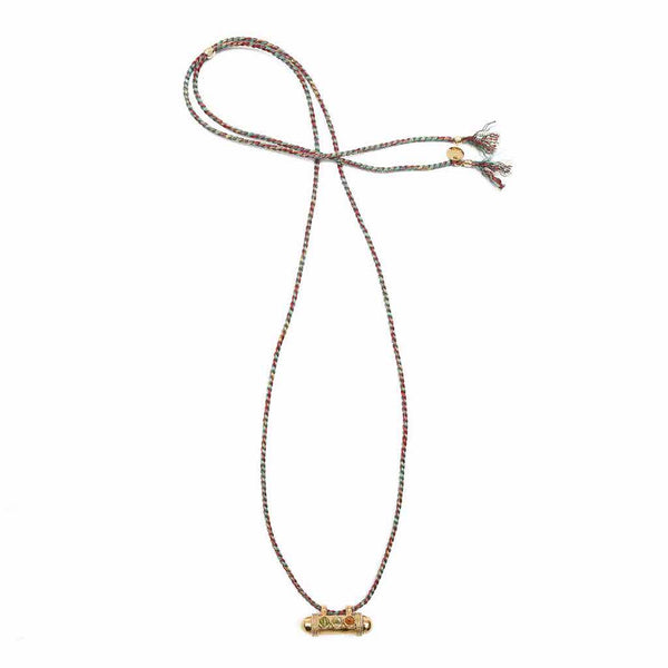 SECRET Collier Amulette Tourmalines - Cordon Rouge, Noir et Or
