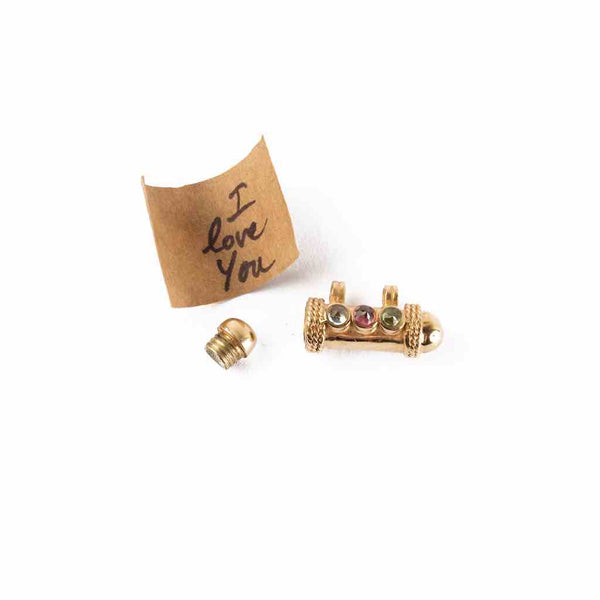 SECRET Collier Amulette Tourmalines - Cordon Turquoise, Rouge et Or