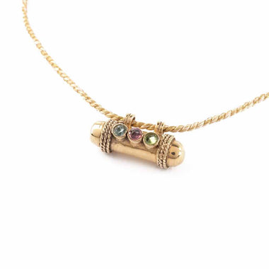 SECRET Collier Amulette Tourmalines - Cordon Or