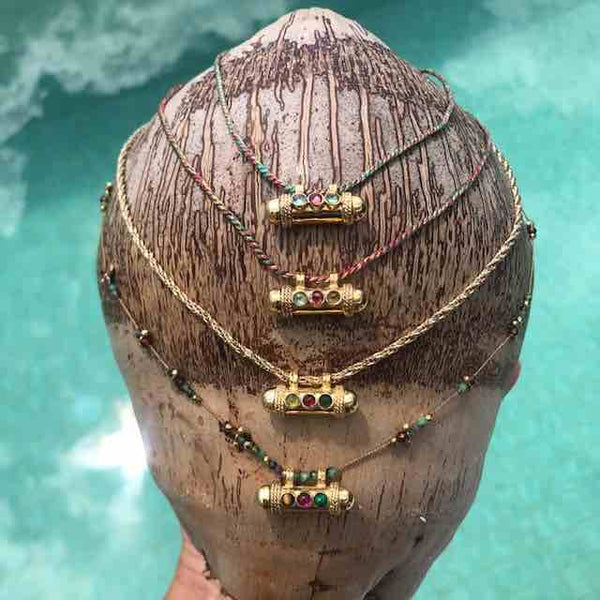 SECRET Collier Cordon Amulette Tourmalines