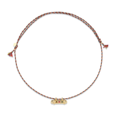 SECRET Collier Tourmalines, doré 24 cts, cordon de soie rainbow