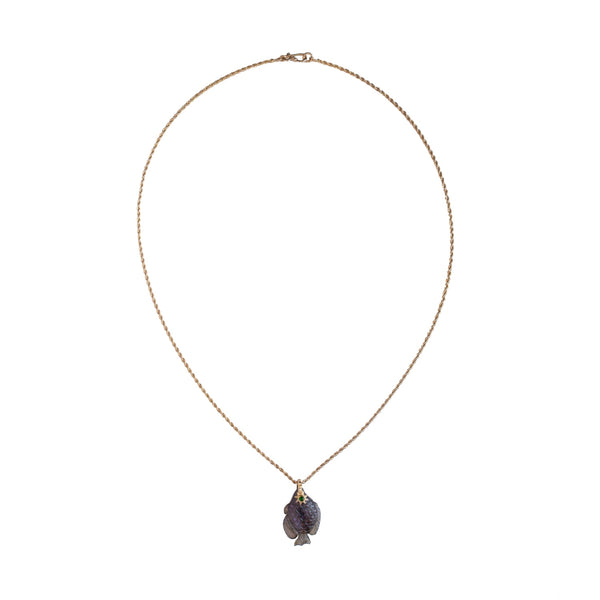 SEDNA Collier Poisson sculpté Labradorite, doré 24 cts