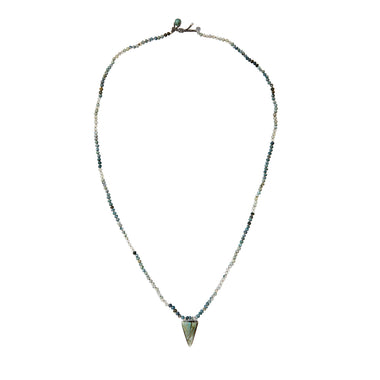 SHADOW Sautoir Agate Mousse, Pendentif Flèche Labradorite