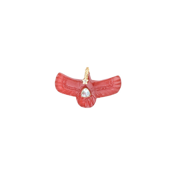 SHAMAN Charm Phoenix Sacré Cornaline, Topaze, Bélière Diamant, Argent 925 plaqué or 24 cts