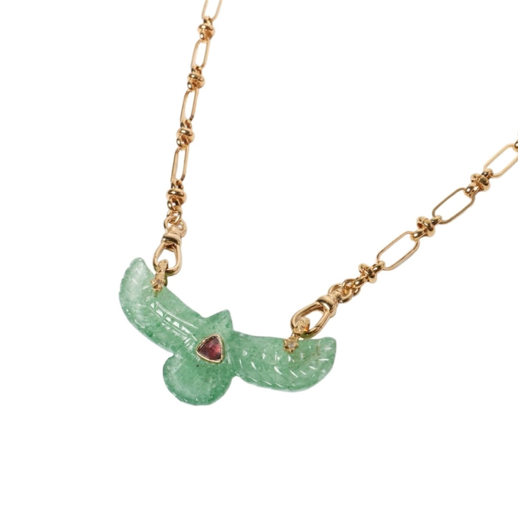 SHAMAN Collier Phoenix Sacré Quartz vert - Doré 24 cts