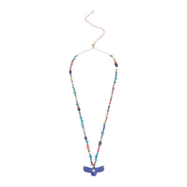 SHAMAN Collier Phoenix Sacré Lapis Lazuli, Turquoise, Corail