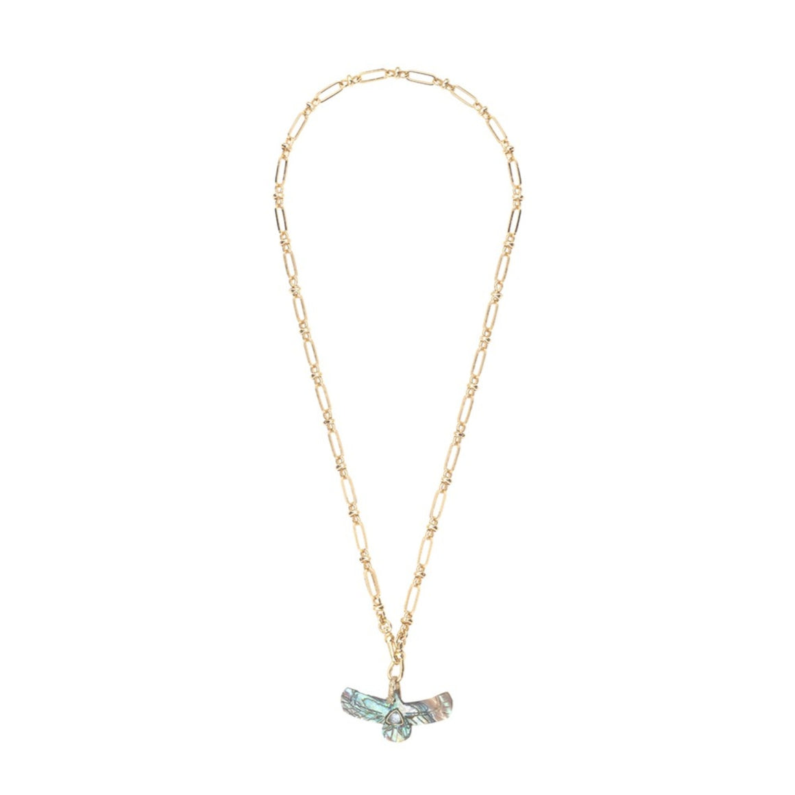 SHAMAN Collier charm Abalone serti Topaze, bélière diamant, chaîne vintage