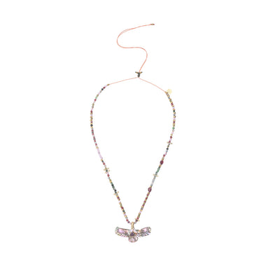SHAMAN Collier perlé Phoenix Sacré Abalone, bélière diamant