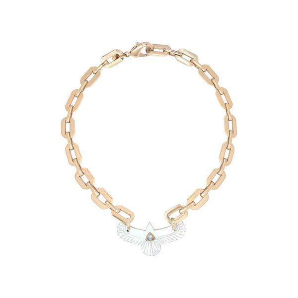 SHAMAN XL Collier Phoenix sacré Nacre, Topaze, Doré 24 cts
