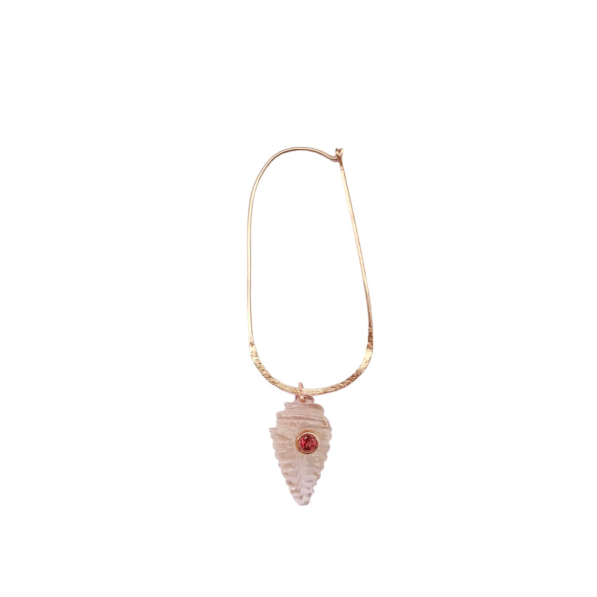 SHELL Créole unique Coquillage sculpté Citrine sertie Grenat Argent doré