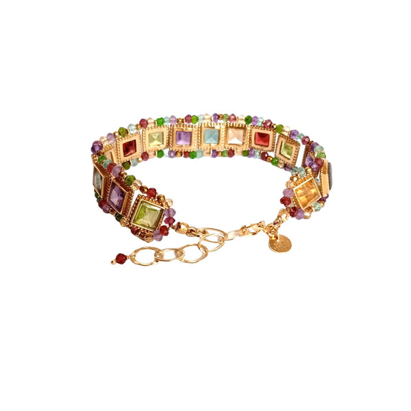 SALINA Bracelet multi-pierres Rainbow - Argent 925 plaqué or