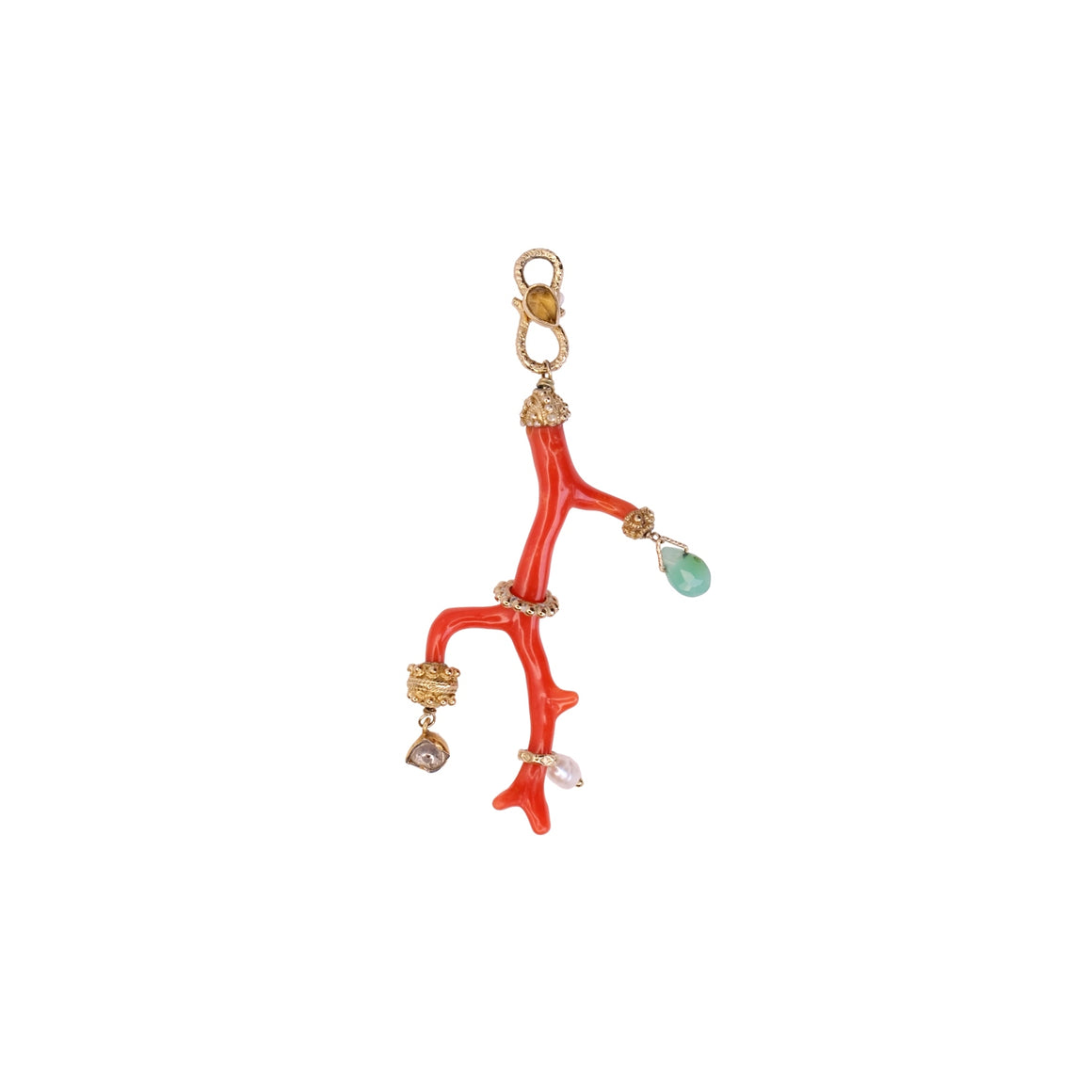 SIRENE Charm Branche de Corail véritable customisée, Doré 24 cts