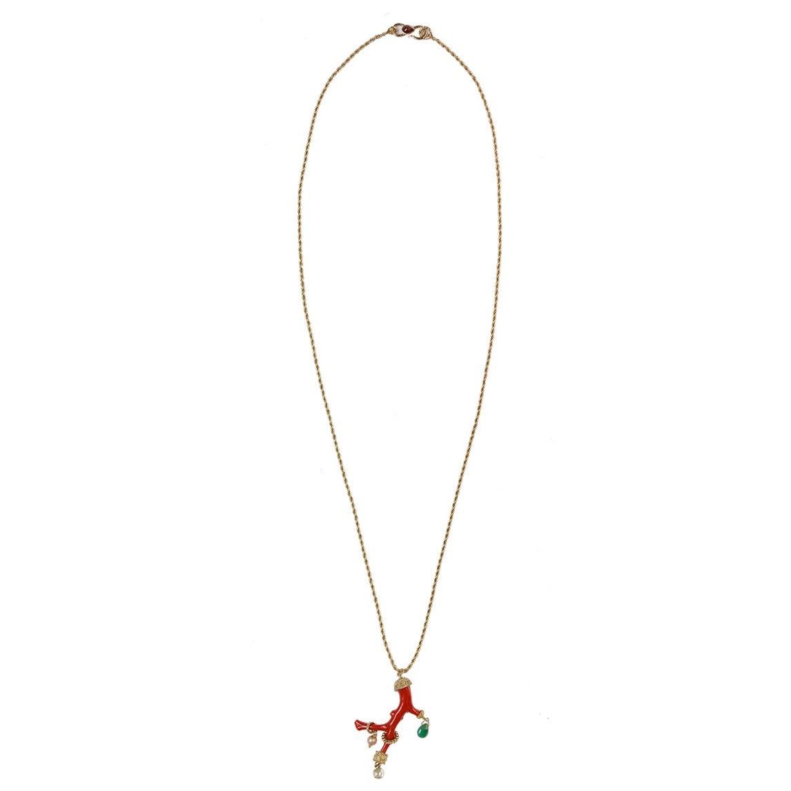 SIRENE Sautoir Branche de Corail véritable customisée, Doré 24 cts