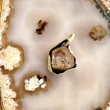 SLICE Pendentif tourmaline brute, Argent 925 plaqué or