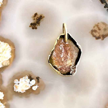 SLICE Pendentif tourmaline brute, Argent 925 plaqué or