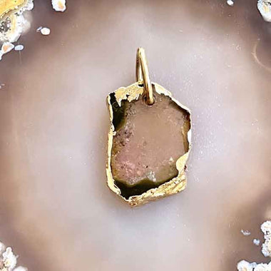 SLICE Pendentif tourmaline brute, Argent 925 plaqué or