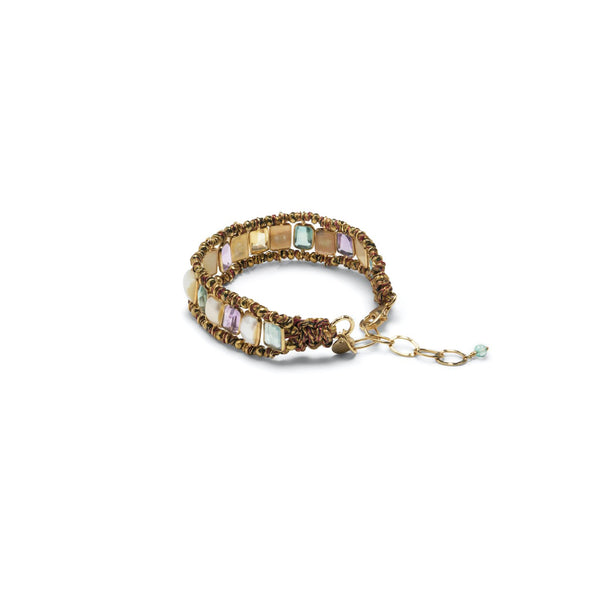 STROMBOLI Bracelet Perle d'eau douce, Améthyste, Argent plaqué Or