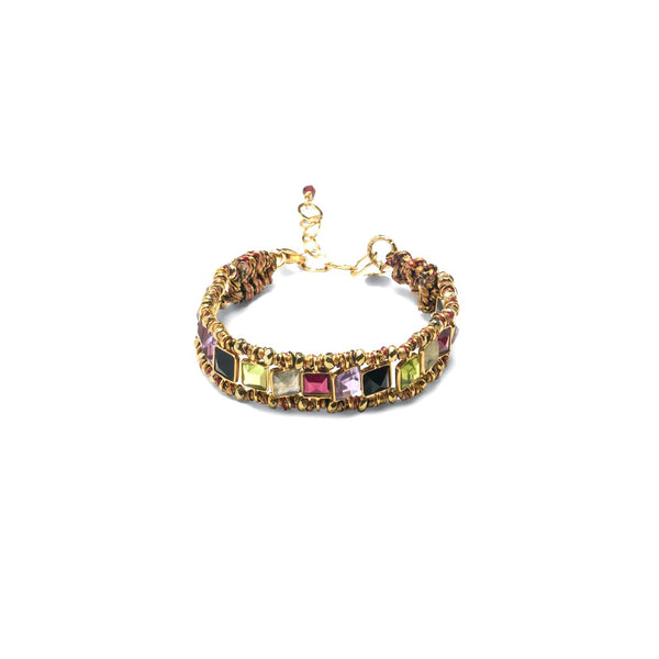 STROMBOLI Bracelet Améthyste Grenat Péridot Argent plaqué or