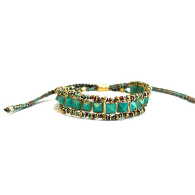 STROMBOLI Bracelet Turquoise Argent plaqué Or