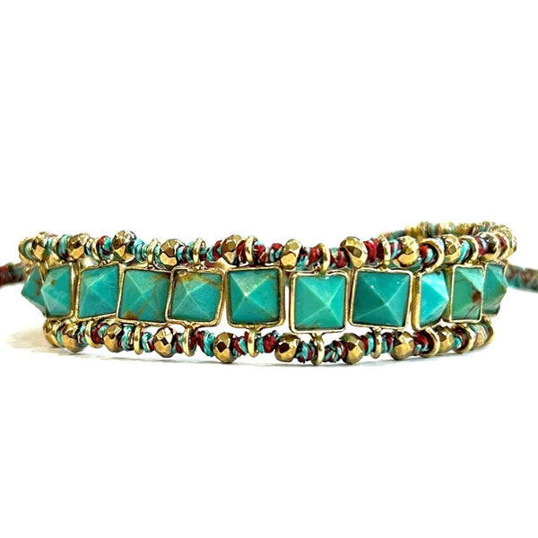 STROMBOLI Bracelet Turquoise Argent plaqué Or