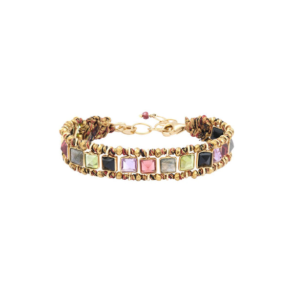STROMBOLI Bracelet Améthyste Grenat Péridot Argent plaqué or