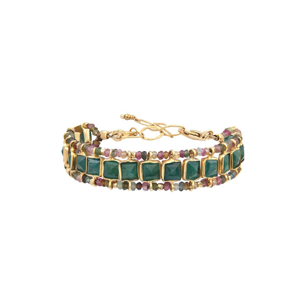 STROMBOLI Bracelet Emeraude Ropada, Argent plaqué or